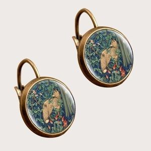 Kathrono Vintage Floral Earrings - Gold and Blue